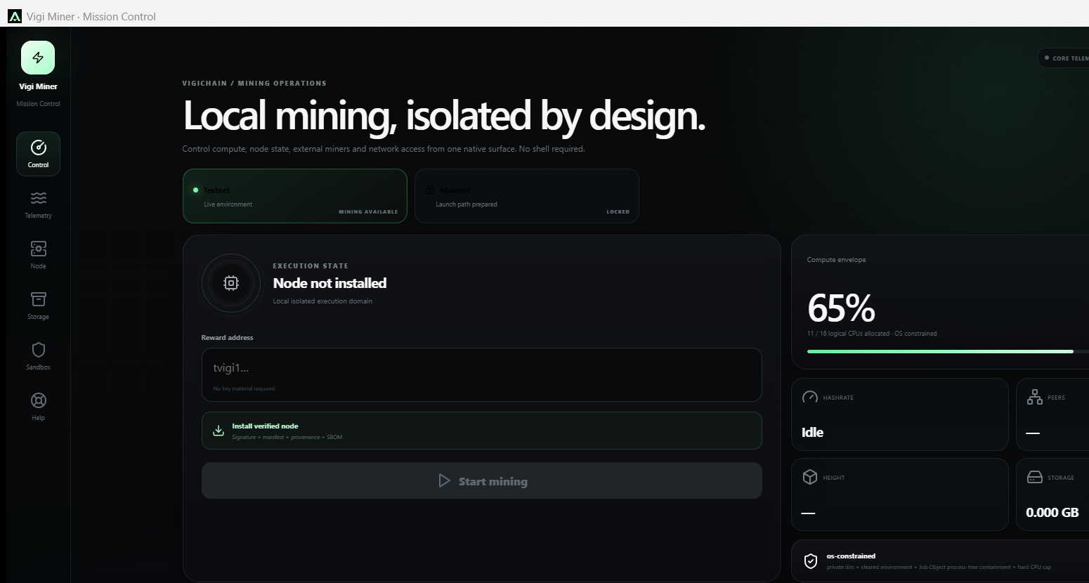 Mine and run a node, without a terminal.