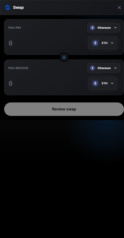 Vigi Wallet swap screen